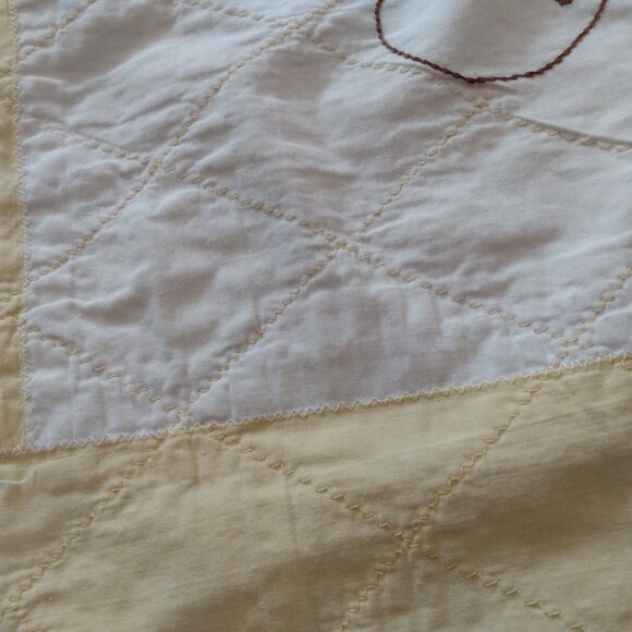 Vintage Handmade Quilt 64" by 42 1/4" Country Children Dancing Birds Embroidered - Picture 6 of 14